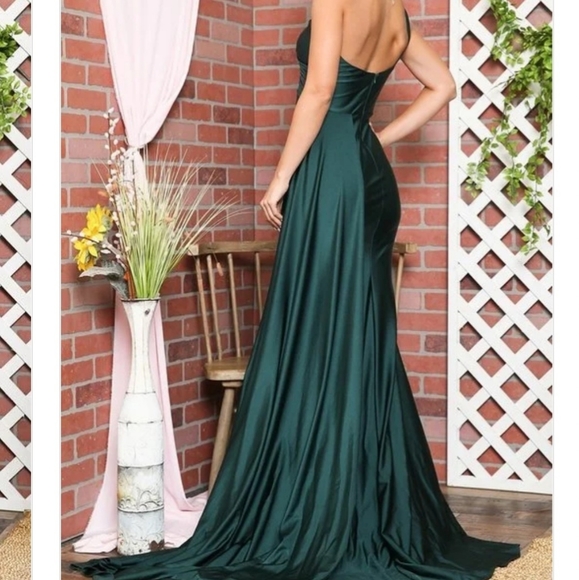 One Shoulder Fitted BURNT ORANGE Gown - Picture 3 of 5